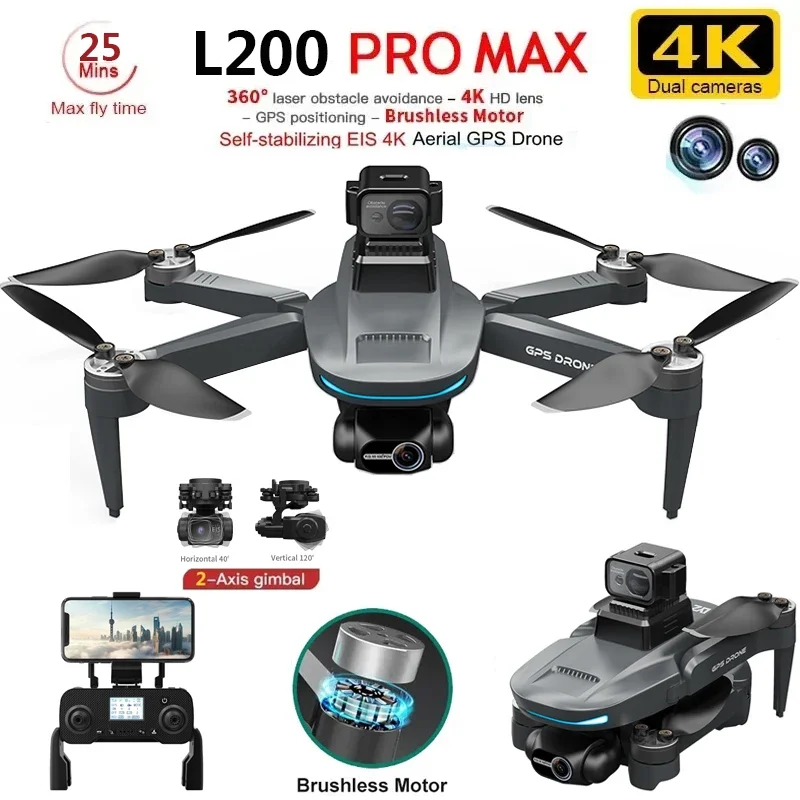 Drone Gimbal 2 Axis - L200 PRO MAX Drone 4K 2-Axis
