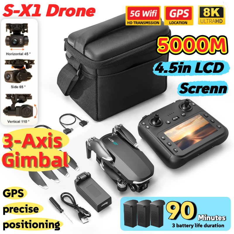 Drone Gimbal 3 Axis - S-X1 MAX GPS Drone with 3-Axis