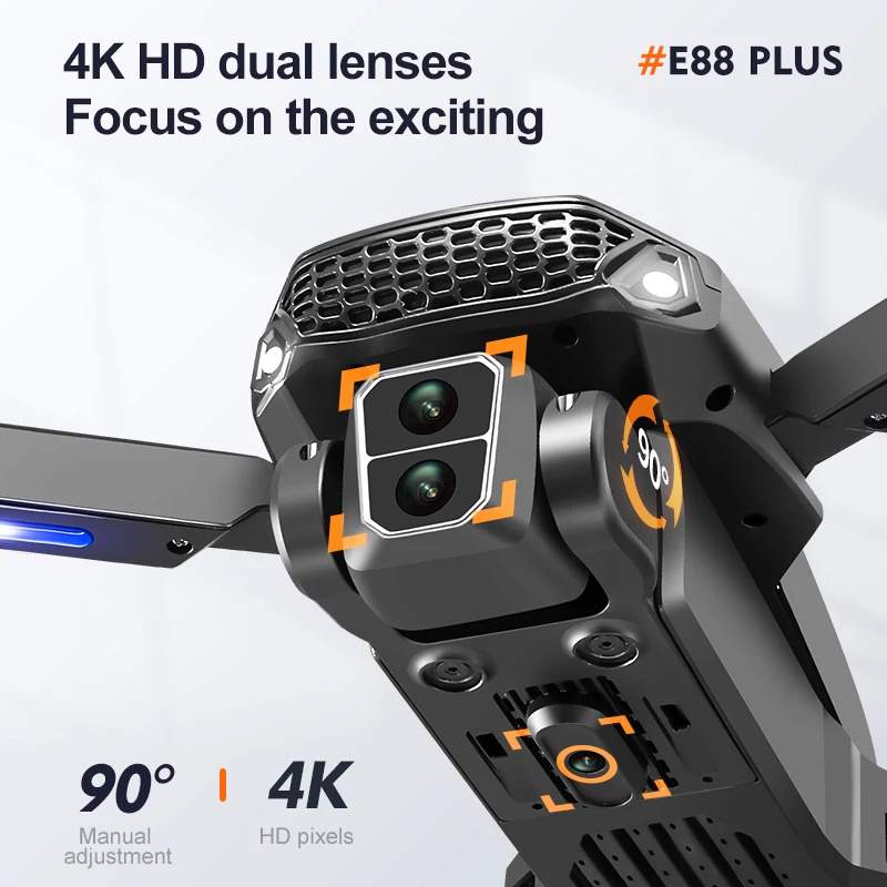 New E88 Plus Quadcopter Drone: - Drone Gimbal Brushless reseña y precio